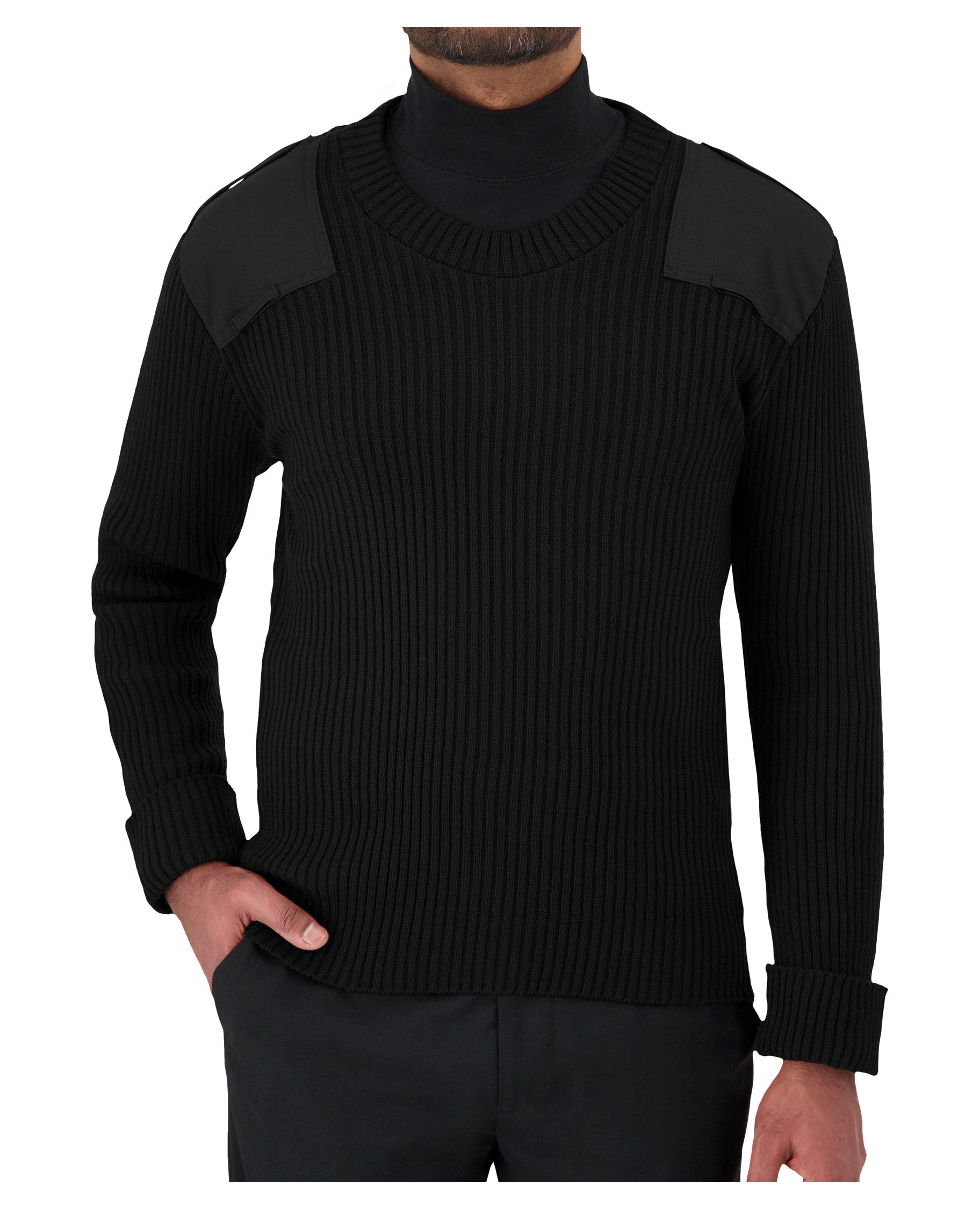 Cobmex Crew Neck Rib “Commando” with VELCRO® Brand fastened Epaulets, Shoulder and Elbow Patches