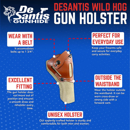 DeSantis GunHide The Wild Hog, Henry Make, Big Boy Revolver, Natural with Ambidextrous Fit