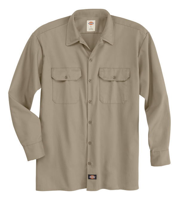 Dickies Men's Industrial Heavyweight Twill Long-Sleeve Shirt - Khaki