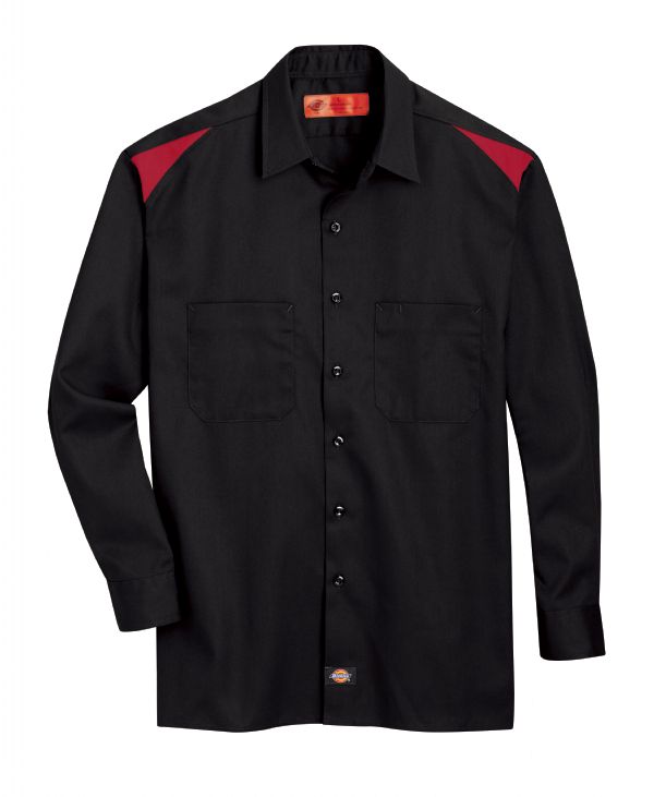 Dickies Men's Performance Long-Sleeve Team Shirt - Black/English Red