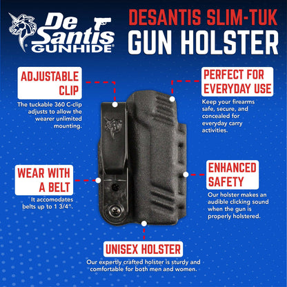 DeSantis GunHide SLIM-TUK, Walther Make, Black With Ambidextrous Fit