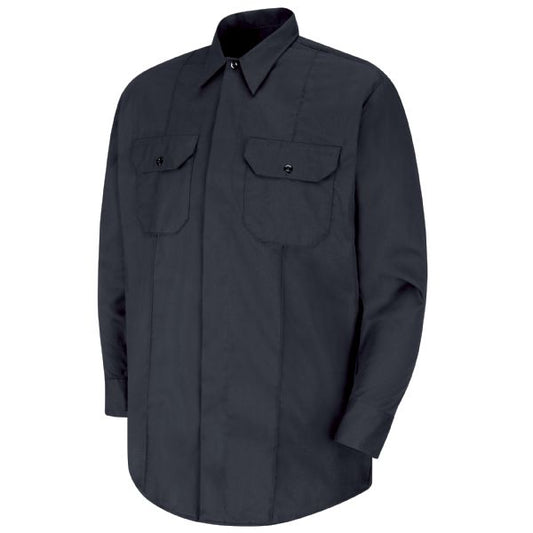 Horace Small New Dimension® Concealed Button Front Long Sleeve Shirt - Dark Navy