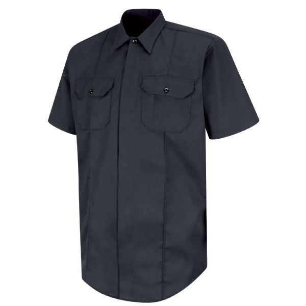 Horace Small New Dimension® Concealed Button Front Short Sleeve Shirt - Dark Navy