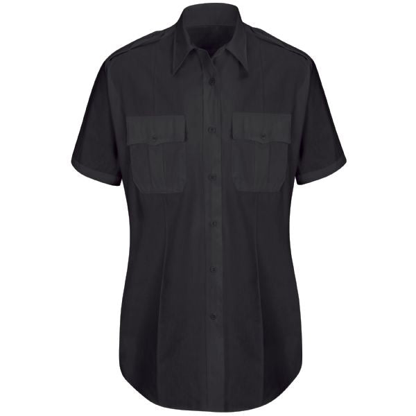 Horace Small Women's New Dimension® Plus Short Sleeve Poplin Shirt -  Dark Navy