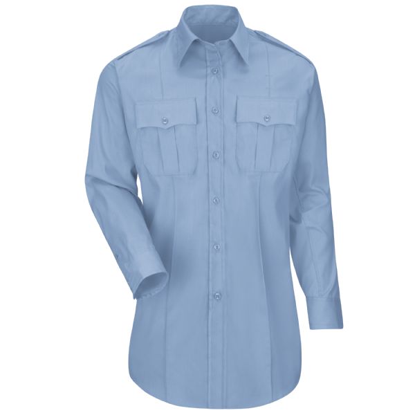 Horace Small Women's New Dimension® Plus Long Sleeve Poplin Shirt - Light Blue