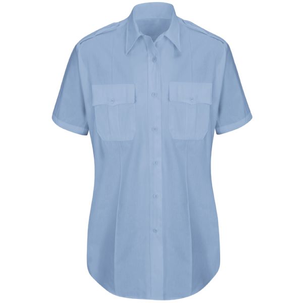 Horace Small Women's New Dimension® Plus Short Sleeve Poplin Shirt -  Light Blue