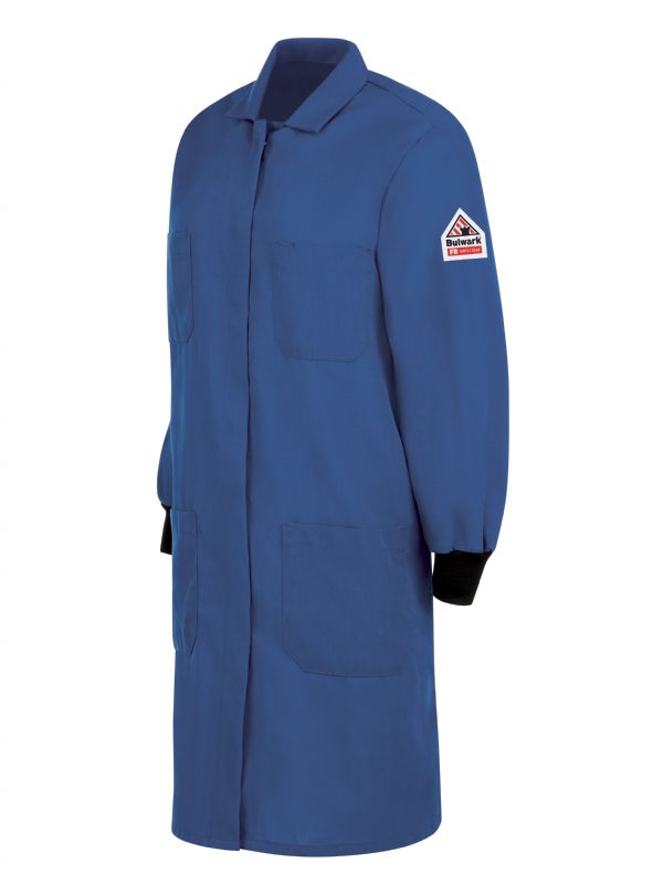 Bulwark Women's FR Lab Coat with Knit Cuffs - Royal Blue