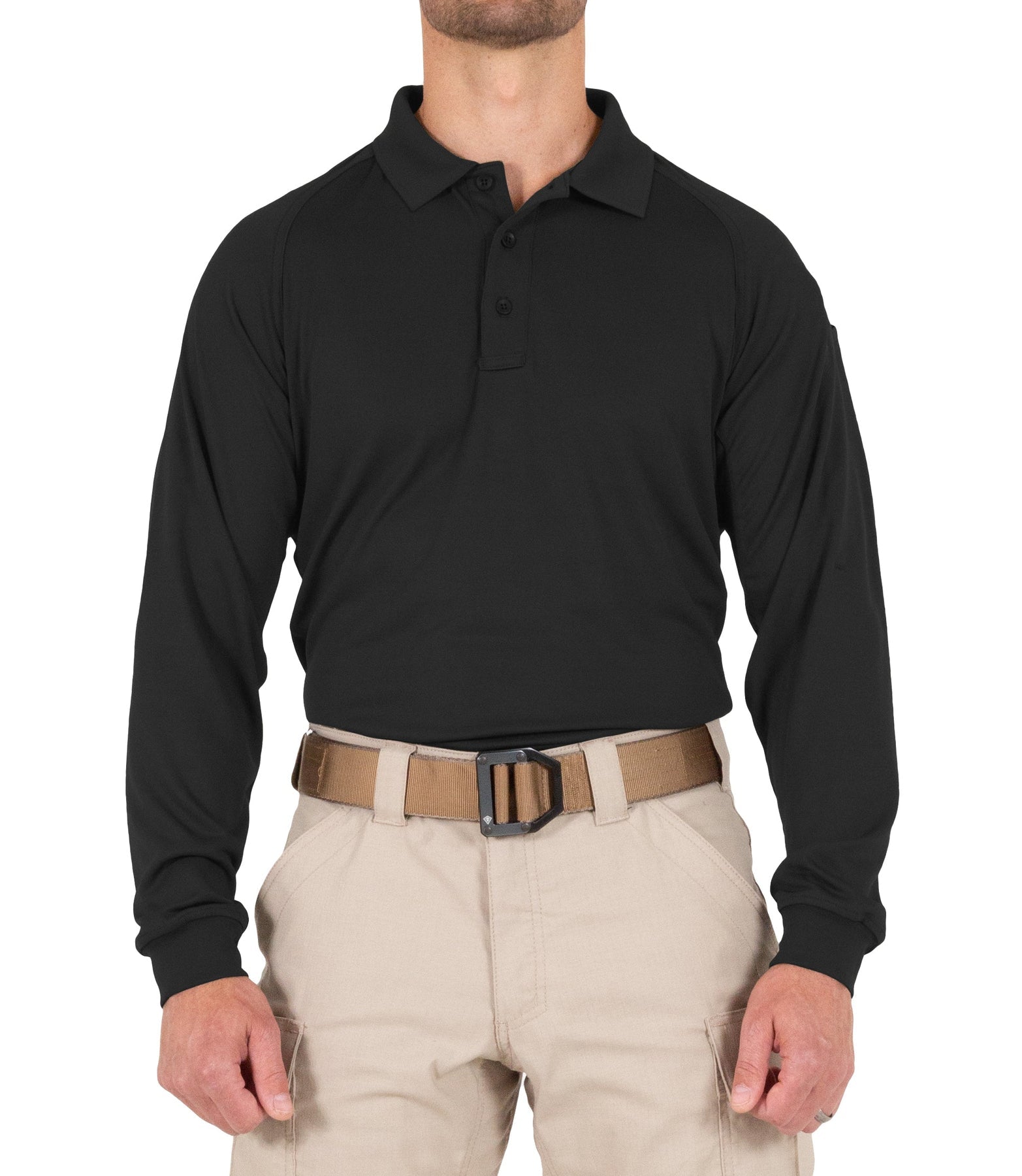 First Tactical Men's Performance Long Sleeve Polo - Black
