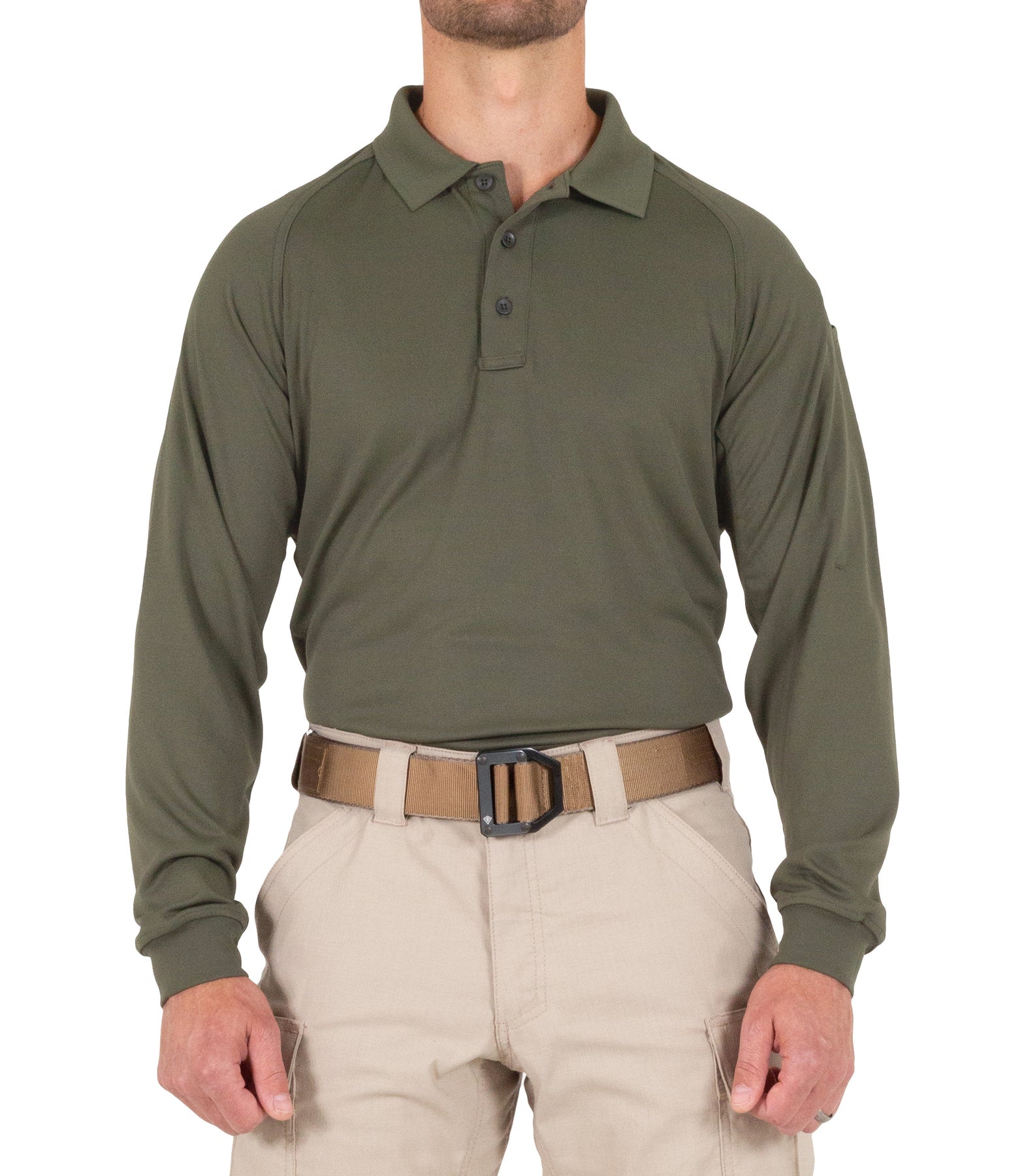 First Tactical Men's Performance Long Sleeve Polo - OD Green