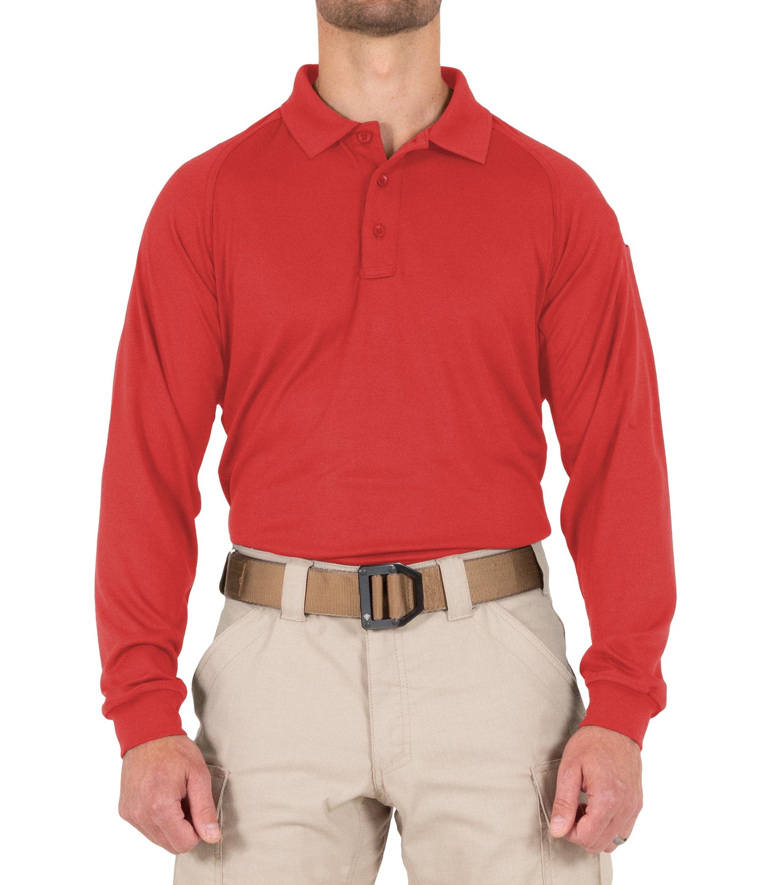 First Tactical Men's Performance Long Sleeve Polo - Red