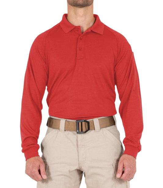 First Tactical Men's Performance Long Sleeve Polo - Red