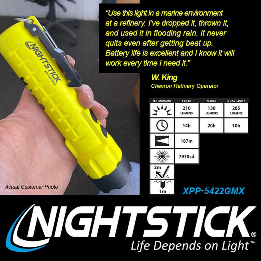 Night Stick X-Series Intrinsically-Safe Dual-Light Flashlight w/ Dual Magnets
