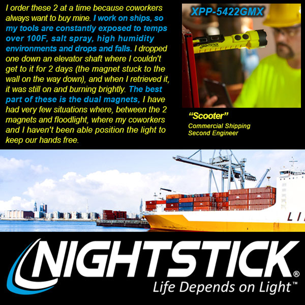 Night Stick X-Series Intrinsically-Safe Dual-Light Flashlight w/ Dual Magnets