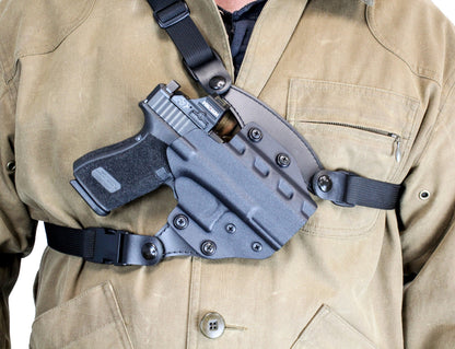 DeSantis GunHide OUTDRAW CHEST RIG, Springfield Armory Make, Black with Right Fit