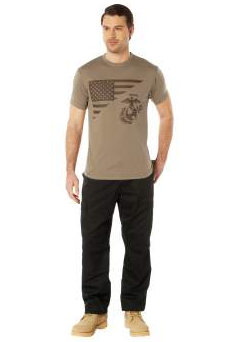 Rothco USMC Eagle, Globe, & Anchor Moisture Wicking T-Shirt- Coyote Brown