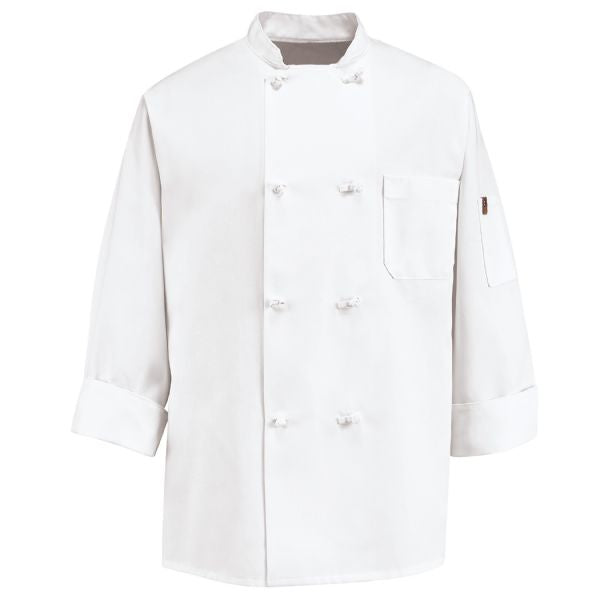 Red Kap Eight Knot Button Chef Coat - White