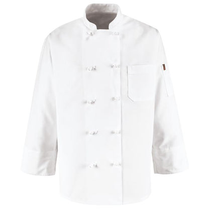 Red Kap Eight Knot Button Chef Coat - White