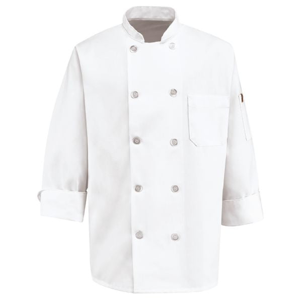 Red Kap Ten Pearl Button Chef Coat - White