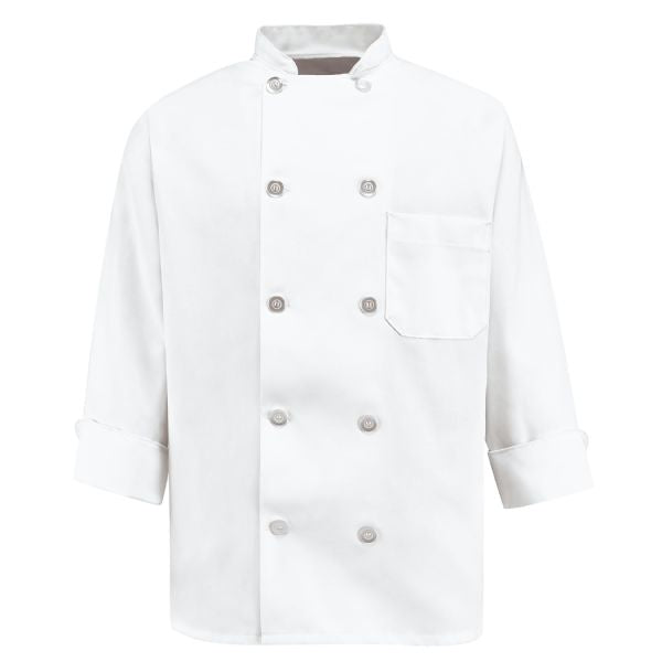 Red Kap Ten Pearl Button Chef Coat - White