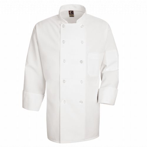 Red Kap Ten Pearl Button Chef Coat - White