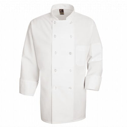 Red Kap Ten Pearl Button Chef Coat - White