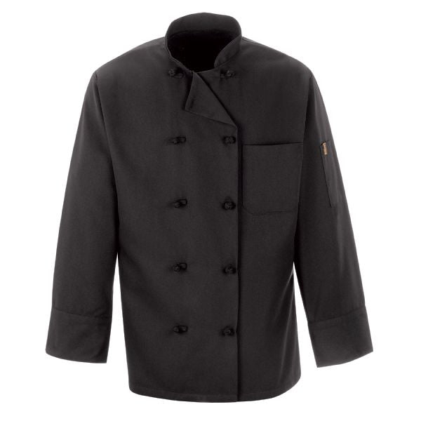 Red Kap Black Chef Coat Ten Knot Buttons - Black