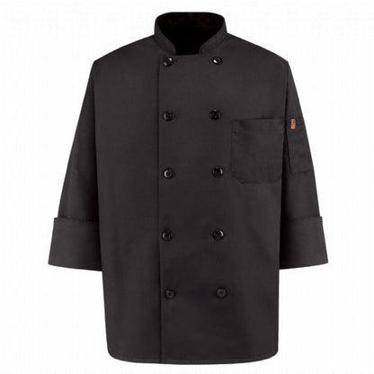 Red Kap Black Chef Coat Ten Knot Buttons - Black