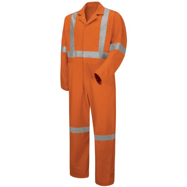 Red Kap Hi-Visibility Button-Front Coverall With CSA Compliant Reflective Trim - Orange