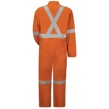 Red Kap Hi-Visibility Button-Front Coverall With CSA Compliant Reflective Trim - Orange