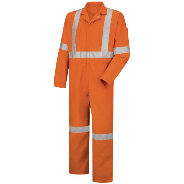Red Kap Hi-Visibility Zip-Front Coverall With CSA Compliant Reflective Trim - Orange