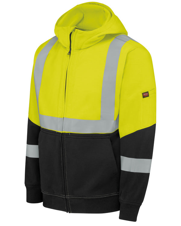 Red Kap Hi-Visibility Performance Work Hoodie - Type R Class 2 - Black & Hi Visibility Yellow