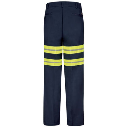 Red Kap Men's Enhanced Visibility Wrinkle-Resistant Cotton Pant - Navy with Yellow/Green Visibility Trim