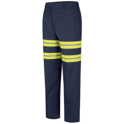 Red Kap Men's Enhanced Visibility Dura-Kap® Industrial Pant - Navy with Yellow/Green Visibility Trim