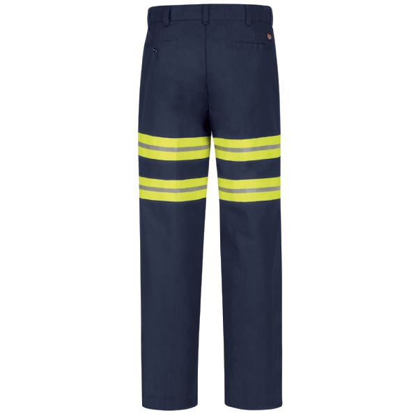 Red Kap Men's Enhanced Visibility Dura-Kap® Industrial Pant - Navy with Yellow/Green Visibility Trim