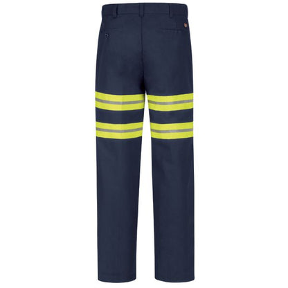 Red Kap Men's Enhanced Visibility Dura-Kap® Industrial Pant - Navy with Yellow/Green Visibility Trim