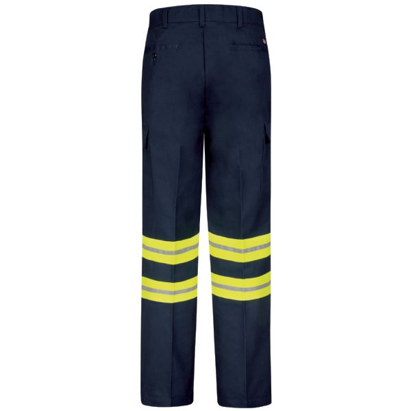Red Kap Men's Enhanced Visibility Industrial Cargo Pant - Navy with Yellow/Green Visibility Trim