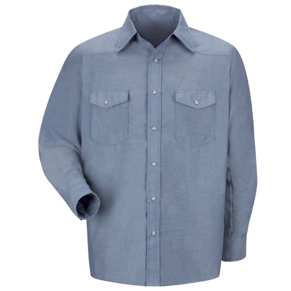 Red Kap Men's Long Sleeve Deluxe Western Style Shirt - Light Blue