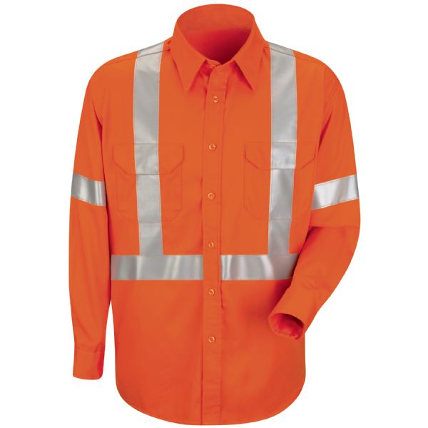 Red Kap Men's Long Sleeve Cotton Dress Shirt with CSA Compliant Reflective Trim