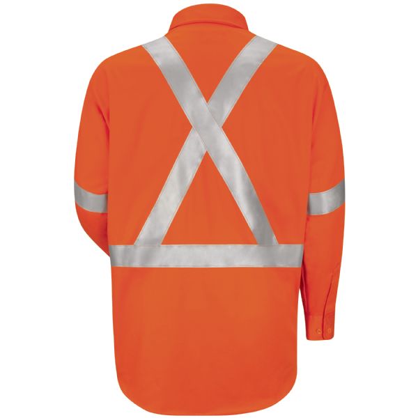 Red Kap Men's Long Sleeve Cotton Dress Shirt with CSA Compliant Reflective Trim