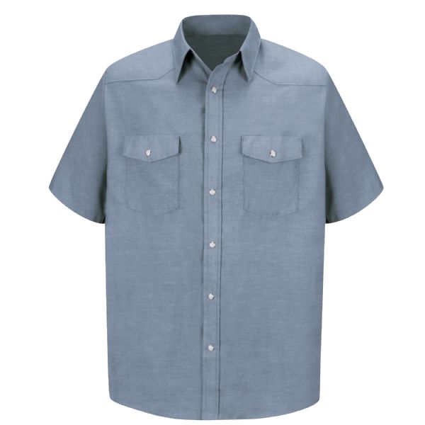 Red Kap Men's Short Sleeve Deluxe Western Style Shirt - Light Blue