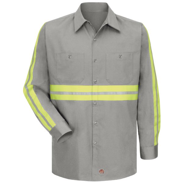 Red Kap Long Sleeve Enhanced Visibility Cotton Work Shirt