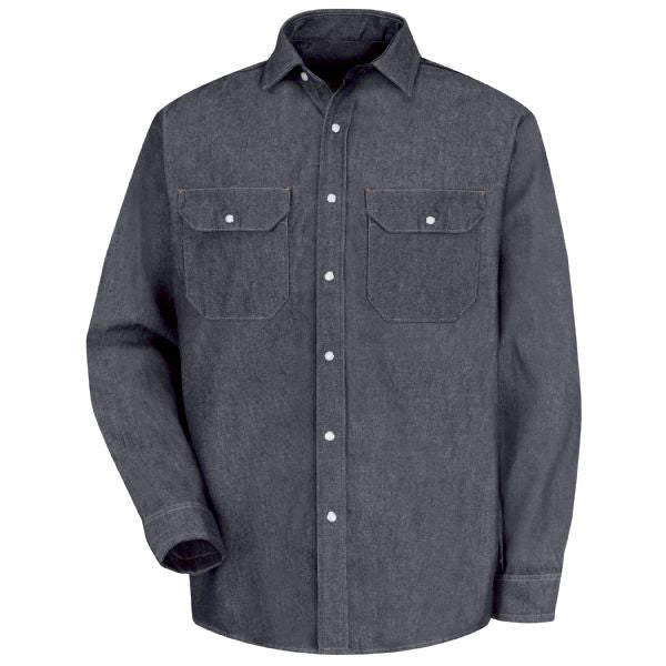 Red Kap Men's Long Sleeve Deluxe Denim Shirt - Denim