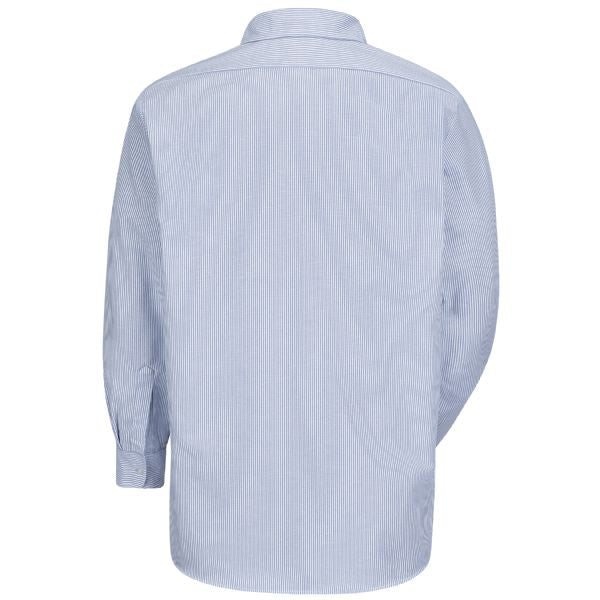 Red Kap Men's Long Sleeve Deluxe Uniform Shirt - White/Blue Pin Stripe