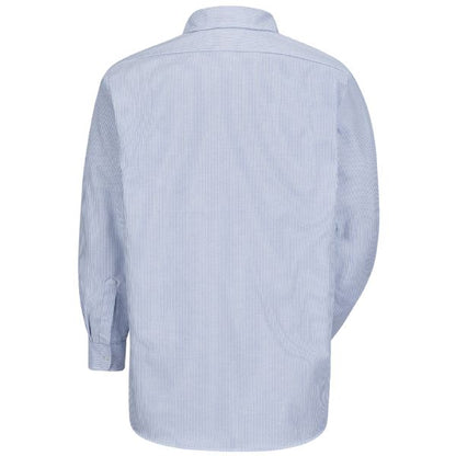 Red Kap Men's Long Sleeve Deluxe Uniform Shirt - White/Blue Pin Stripe