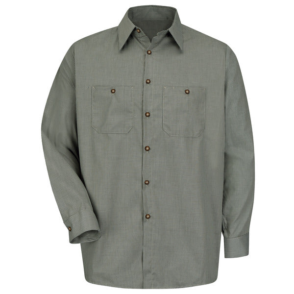 Red Kap Men's Long Sleeve Microcheck Uniform Shirt