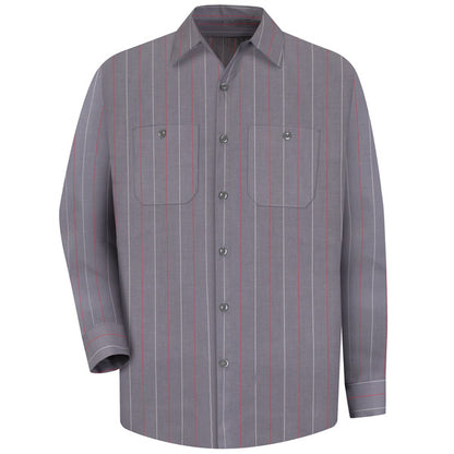 Red Kap Men's Long Sleeve Industrial Stripe Work Shirt
