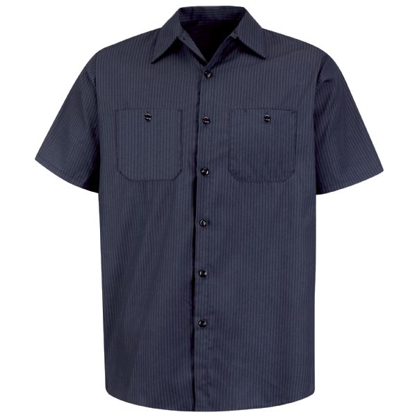 Red Kap Men's Short Sleeve Durastripe® Work Shirt - Navy/Light Blue Twin Stripe