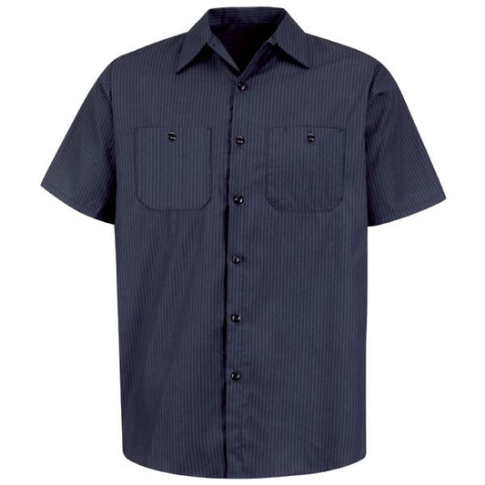 Red Kap Men's Short Sleeve Durastripe® Work Shirt - Navy/Light Blue Twin Stripe