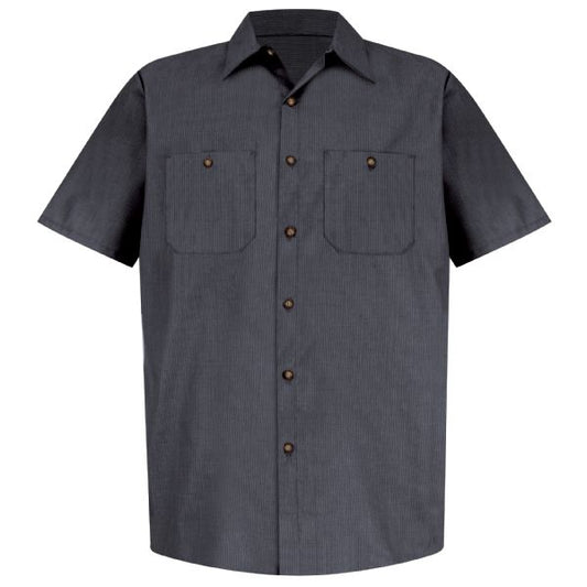 Red Kap Men's Short Sleeve Geometric Microcheck Work Shirt