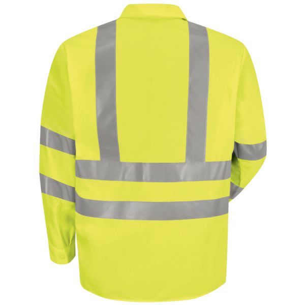 Red Kap Men's Hi-Visibility Long Sleeve Work Shirt - Type R, Class 3 - Fluorescent Yellow/Green